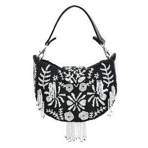 NEW AMERICA & BEYOND women's nightfall beaded handheld bag in black